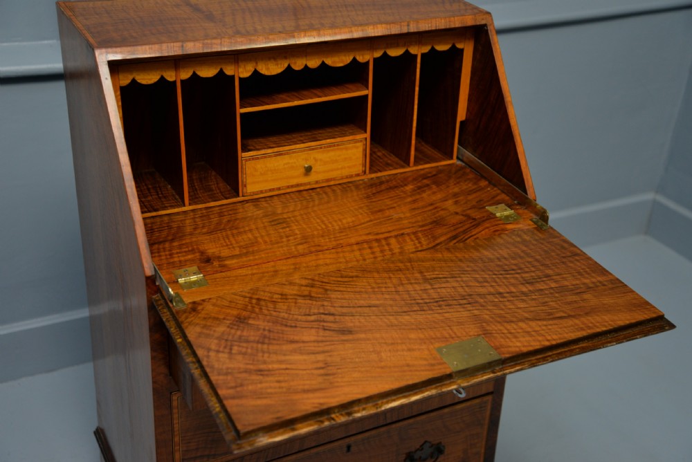 Small Georgian Revival Inlaid Satinwood Bureau Desk View V