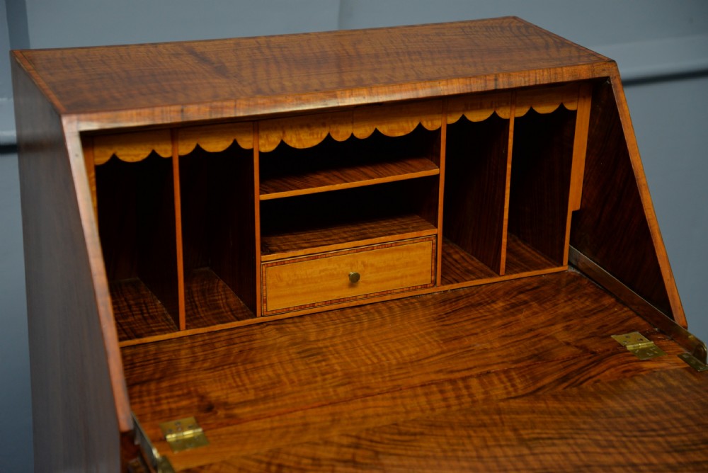 Small Georgian Revival Inlaid Satinwood Bureau Desk View VI