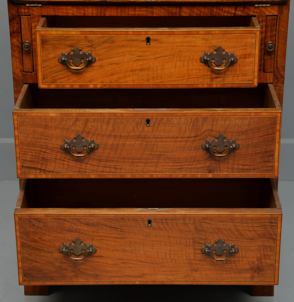 Small Georgian Revival Inlaid Satinwood Bureau Desk View XII