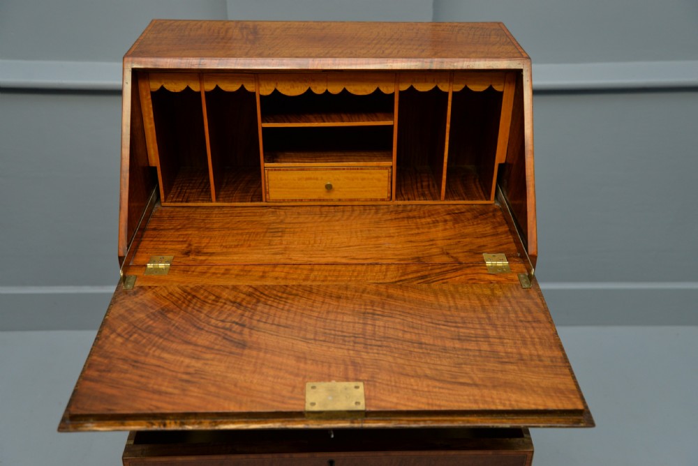 Small Georgian Revival Inlaid Satinwood Bureau Desk View XIII