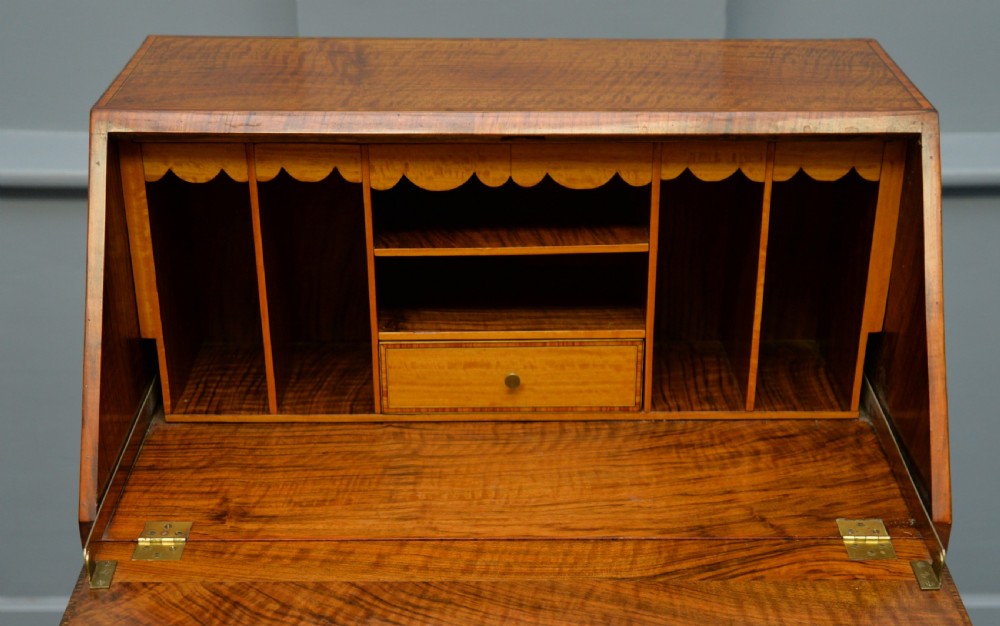 Small Georgian Revival Inlaid Satinwood Bureau Desk View XIV