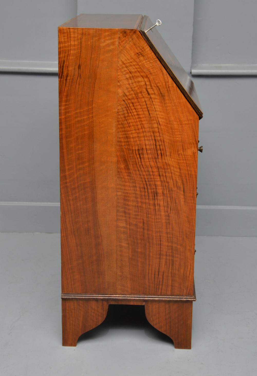 Small Georgian Revival Inlaid Satinwood Bureau Desk View XV