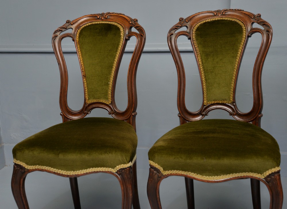Set Of Four Victorian Carved Mahogany Dining Chairs View II