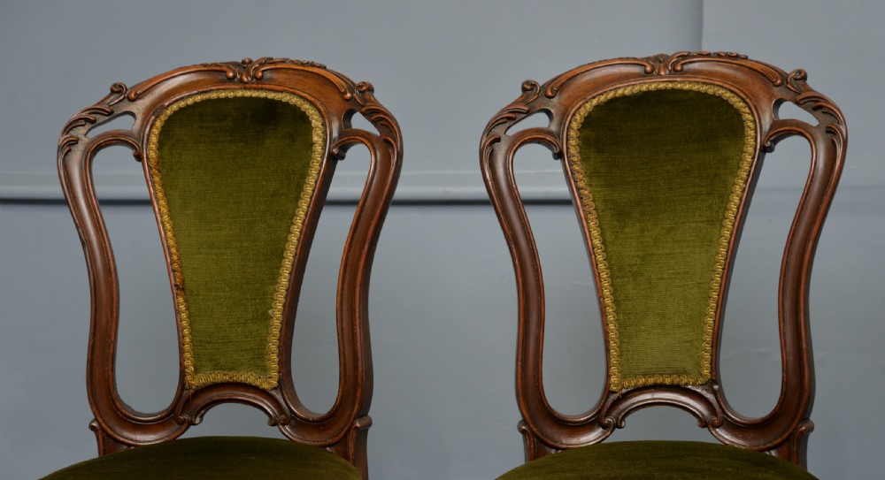 Set Of Four Victorian Carved Mahogany Dining Chairs View III