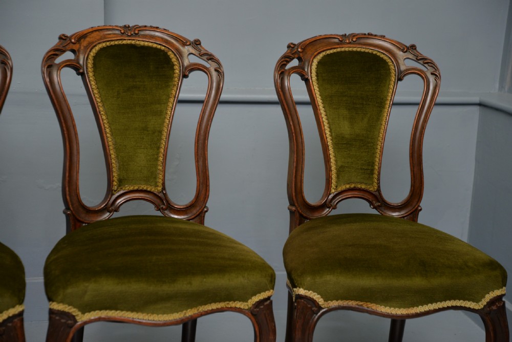 Set Of Four Victorian Carved Mahogany Dining Chairs View IV
