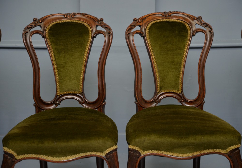 Set Of Four Victorian Carved Mahogany Dining Chairs View V