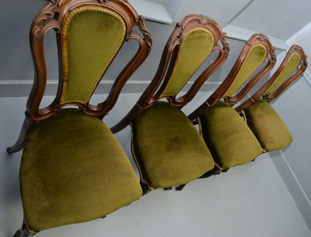 Set Of Four Victorian Carved Mahogany Dining Chairs View XII