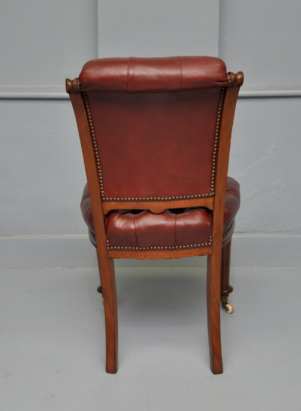 19th Century Victorian Leather & Walnut Desk Chair View IV