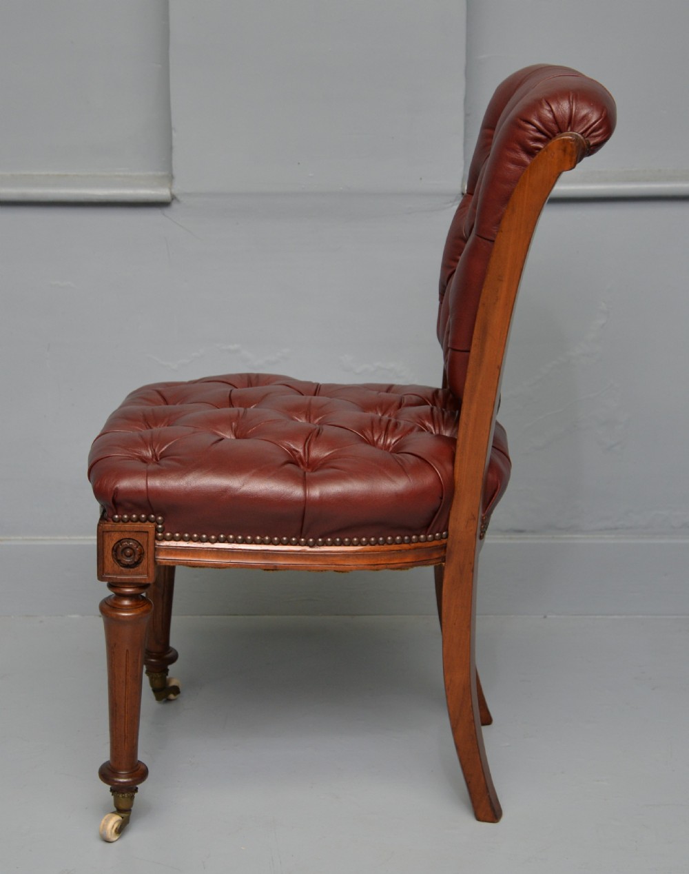 19th Century Victorian Leather & Walnut Desk Chair View VI