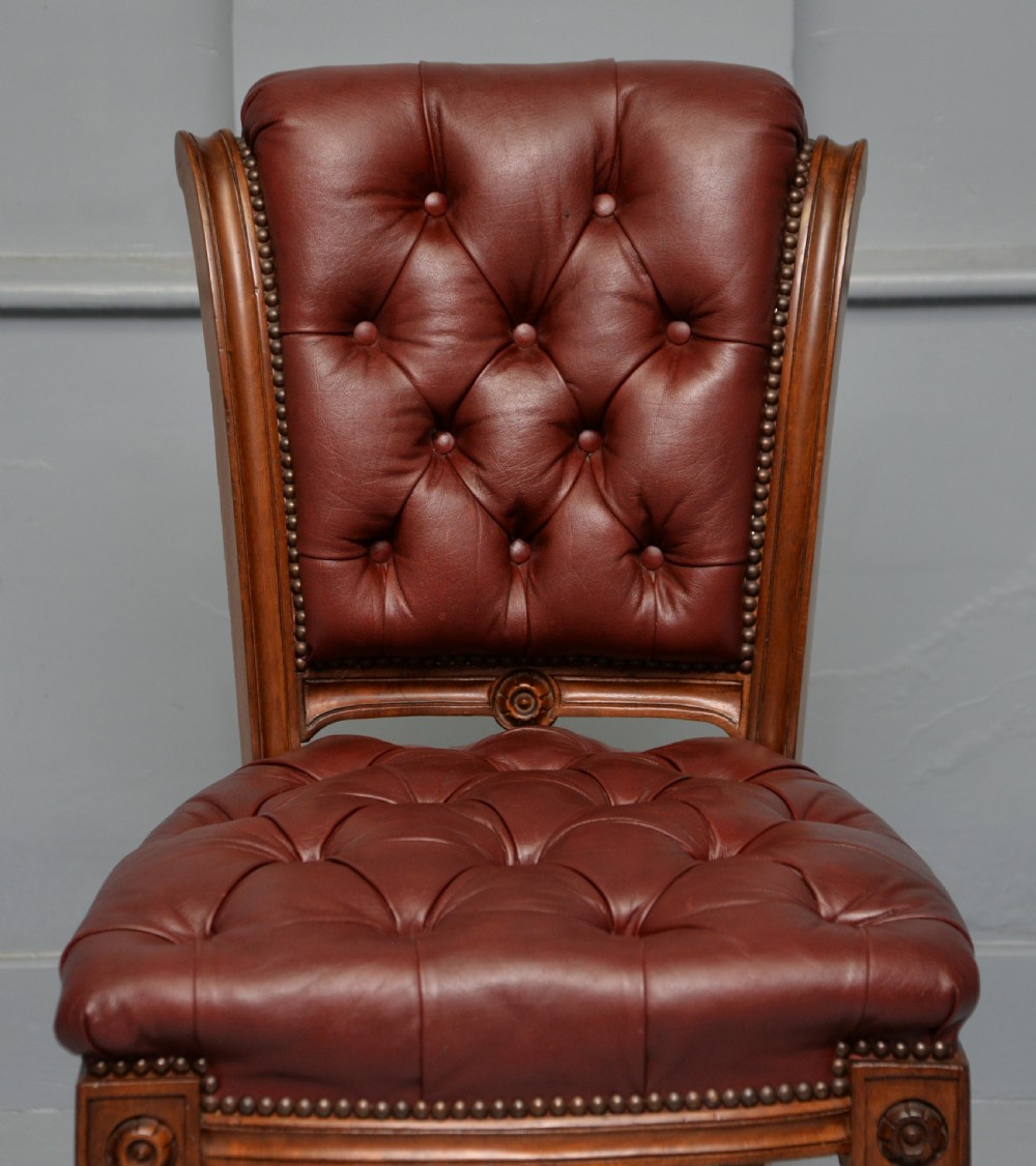 19th Century Victorian Leather & Walnut Desk Chair View VIII
