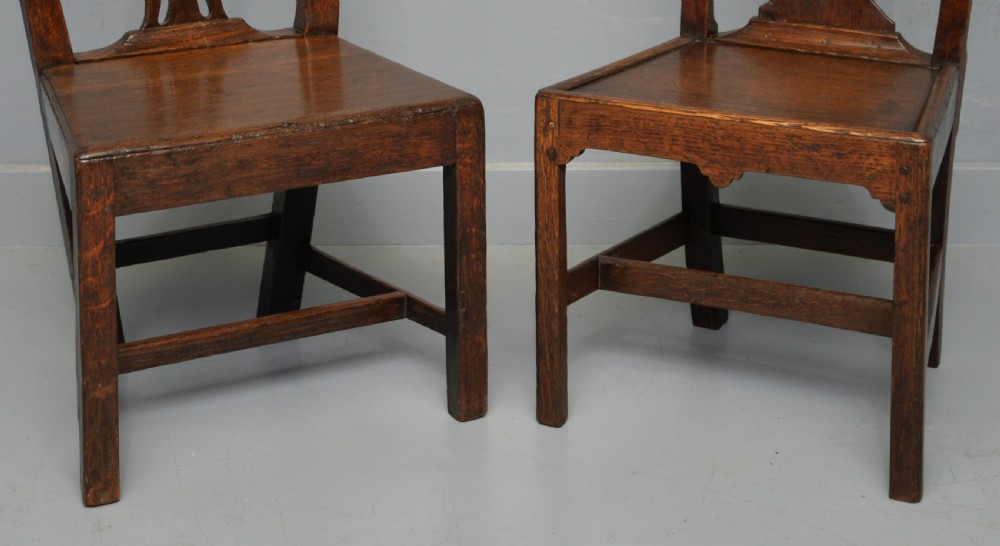 Matched Pair Of Georgian Oak Chippendale Country Side Chairs View VII