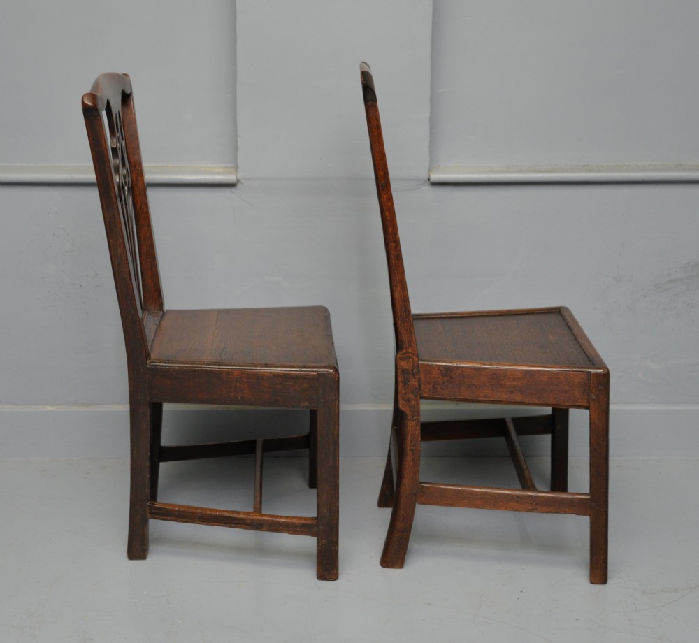 Matched Pair Of Georgian Oak Chippendale Country Side Chairs View VIII