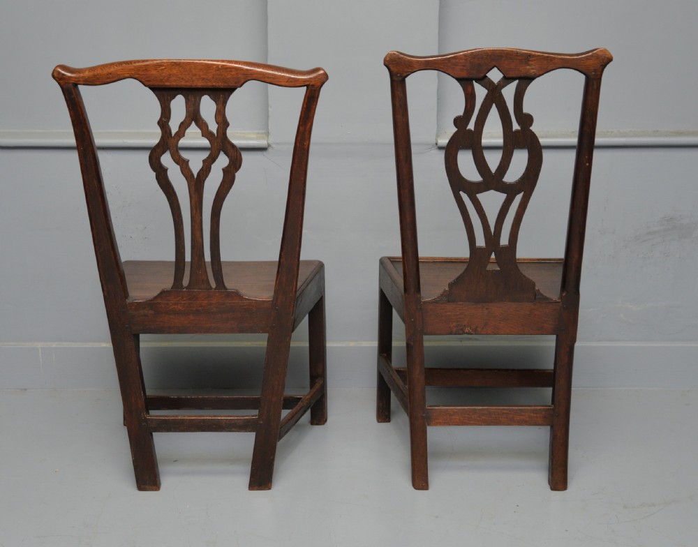 Matched Pair Of Georgian Oak Chippendale Country Side Chairs View X