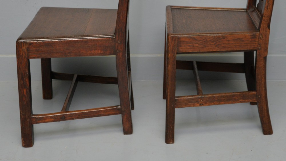 Matched Pair Of Georgian Oak Chippendale Country Side Chairs View XII