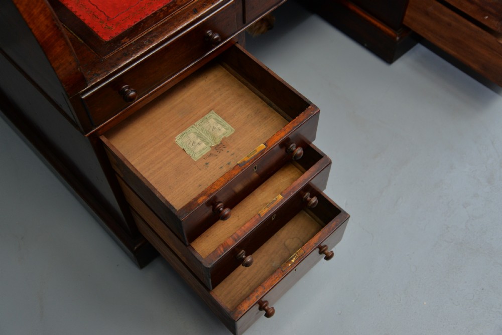 Handsome Victorian Roll-Top Mahogany Cylinder Pedestal Desk View XXIII