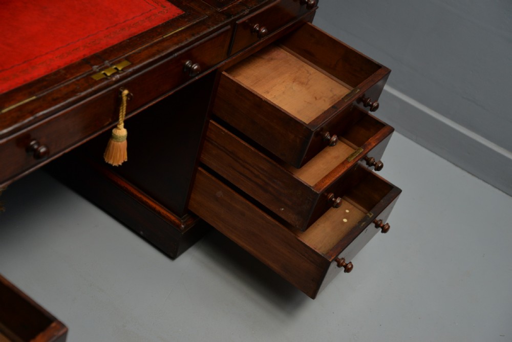 Handsome Victorian Roll-Top Mahogany Cylinder Pedestal Desk View XXIV