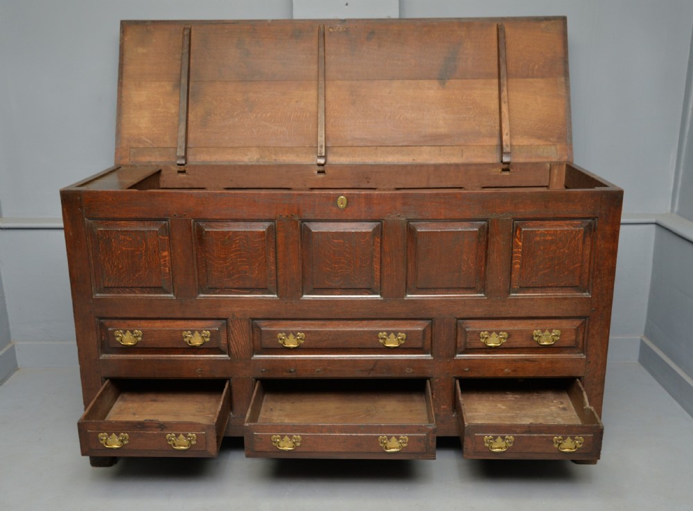 Magnificent Large 18th Century Georgian Oak Mule Chest View XI