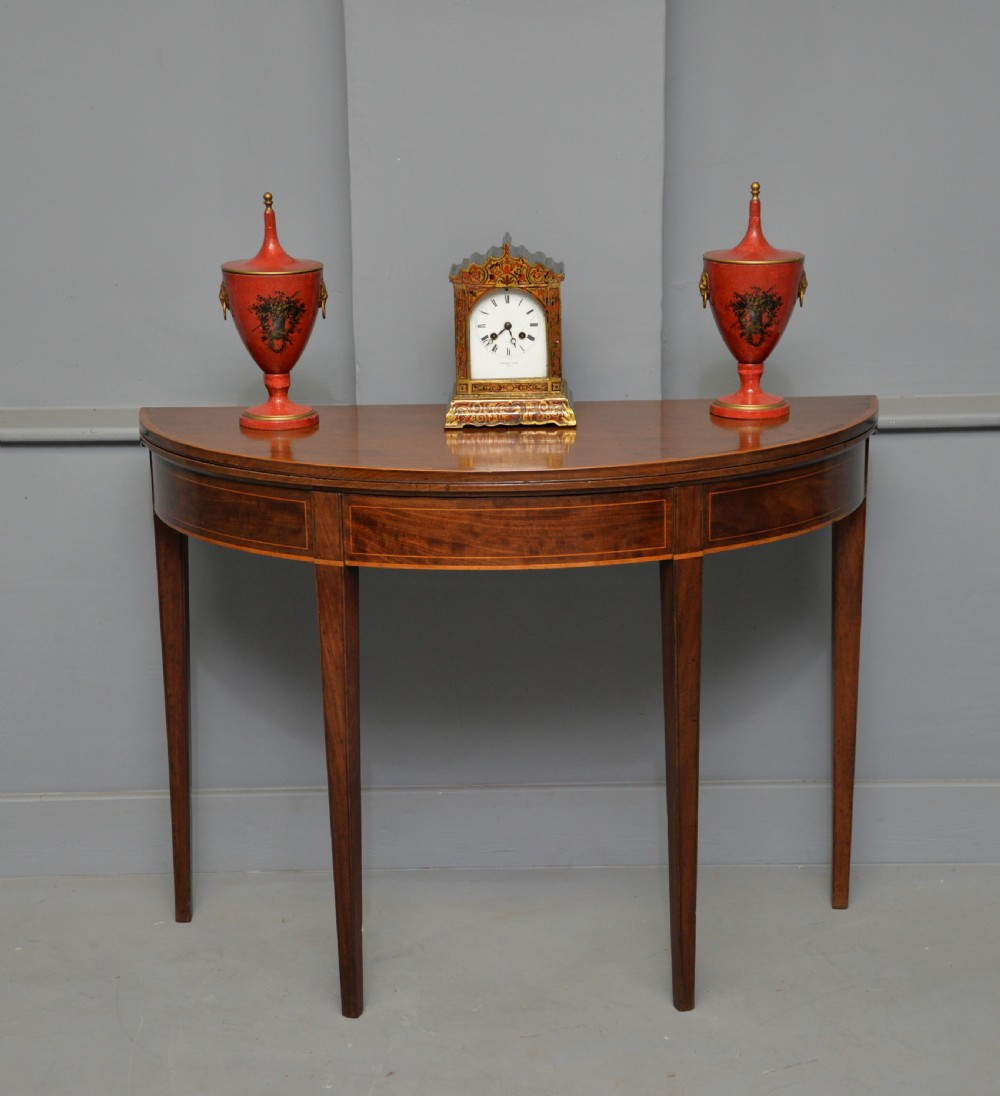 Georgian George III Demi Lune Mahogany Side Table / Tea Table View II