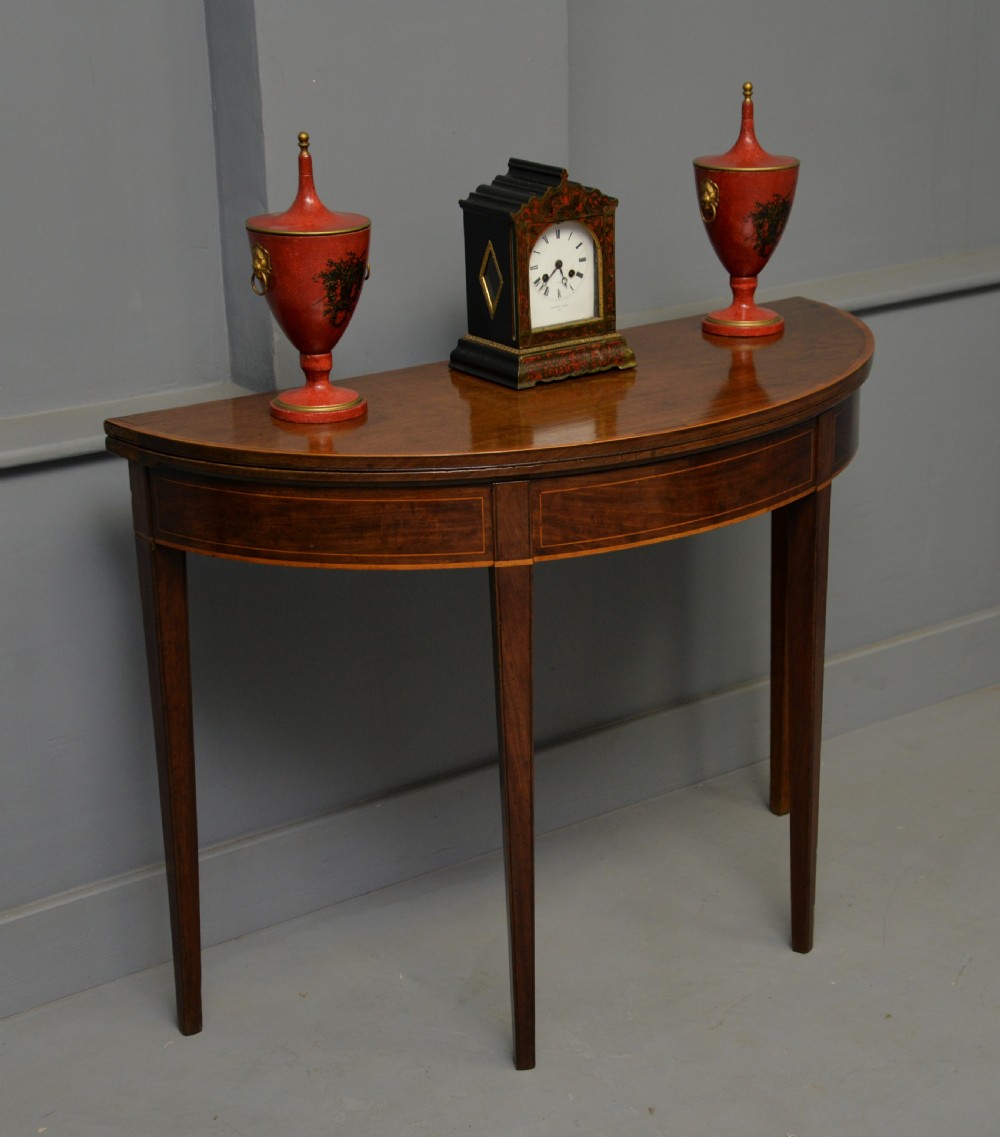 Georgian George III Demi Lune Mahogany Side Table / Tea Table View III