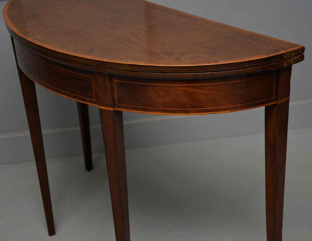 Georgian George III Demi Lune Mahogany Side Table / Tea Table View X
