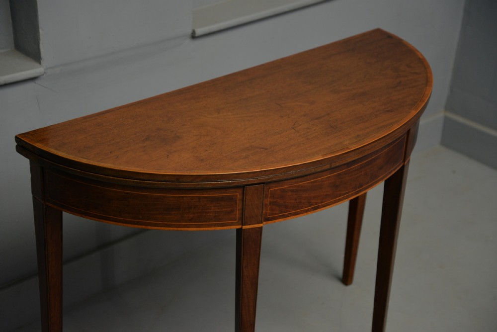 Georgian George III Demi Lune Mahogany Side Table / Tea Table View XVIII
