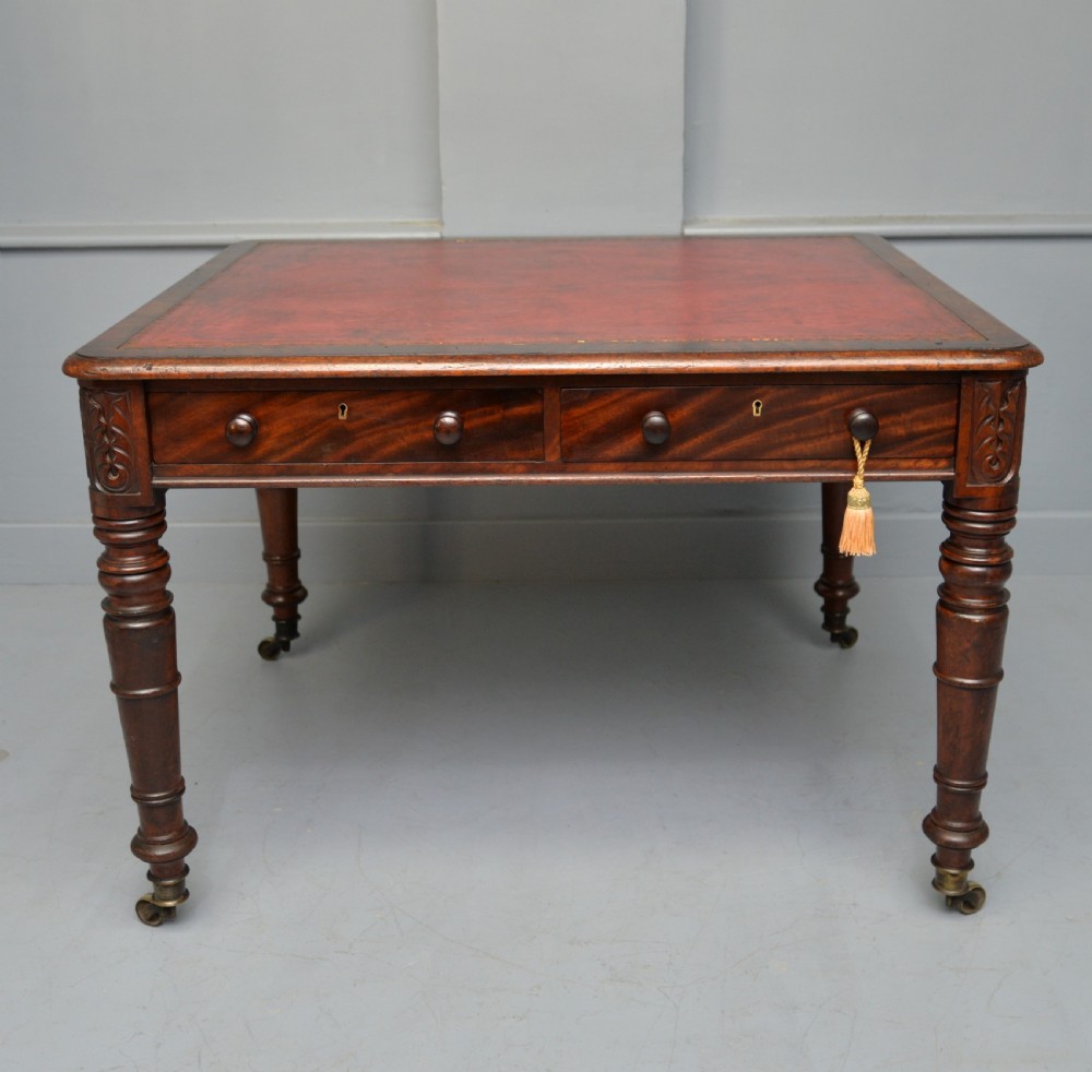 Regency Mahogany Leather Top Partners Writing Table