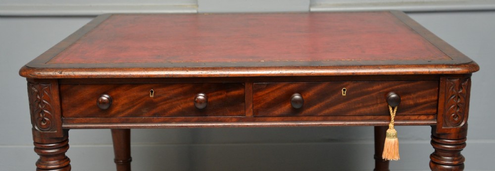 Regency Mahogany Leather Top Partners Writing Table View III