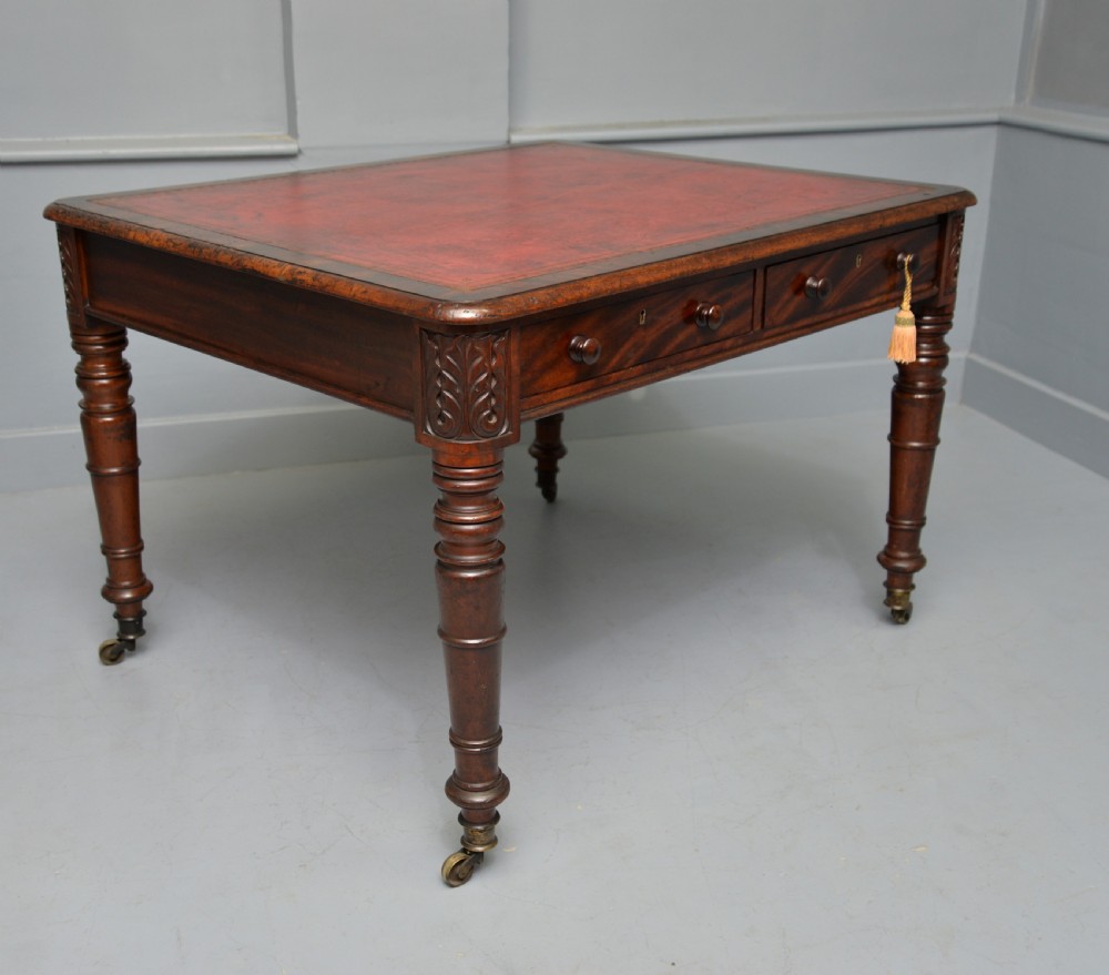 Regency Mahogany Leather Top Partners Writing Table View V