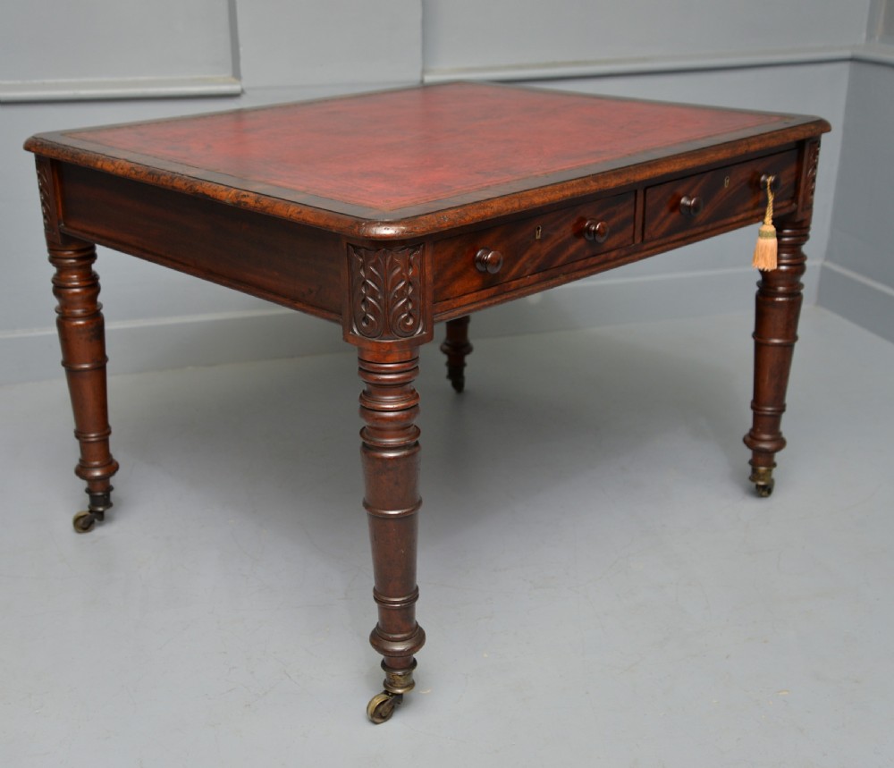 Regency Mahogany Leather Top Partners Writing Table View VI