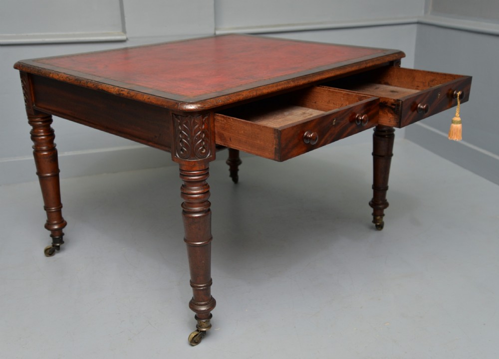Regency Mahogany Leather Top Partners Writing Table View VII