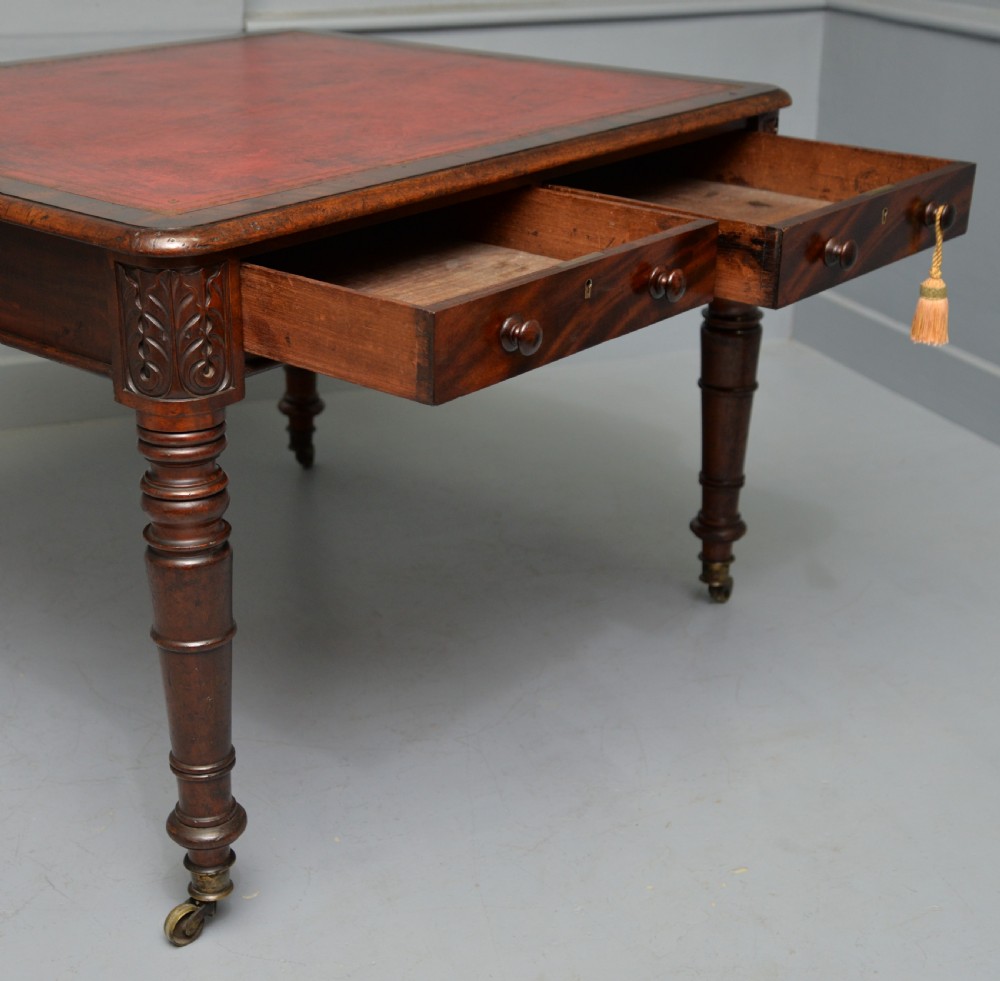 Regency Mahogany Leather Top Partners Writing Table View VIII