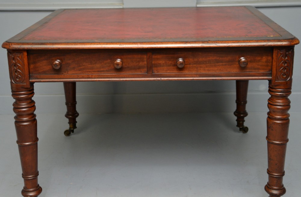 Regency Mahogany Leather Top Partners Writing Table View XII
