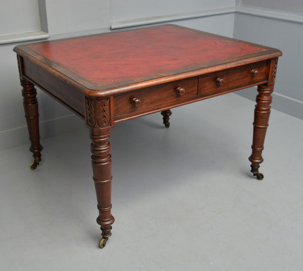 Regency Mahogany Leather Top Partners Writing Table View XIII
