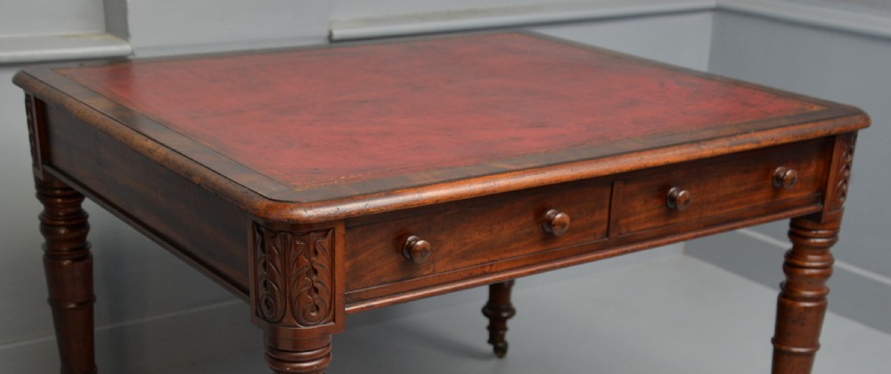 Regency Mahogany Leather Top Partners Writing Table View XIV