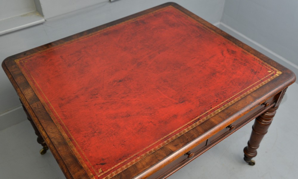 Regency Mahogany Leather Top Partners Writing Table View XVI
