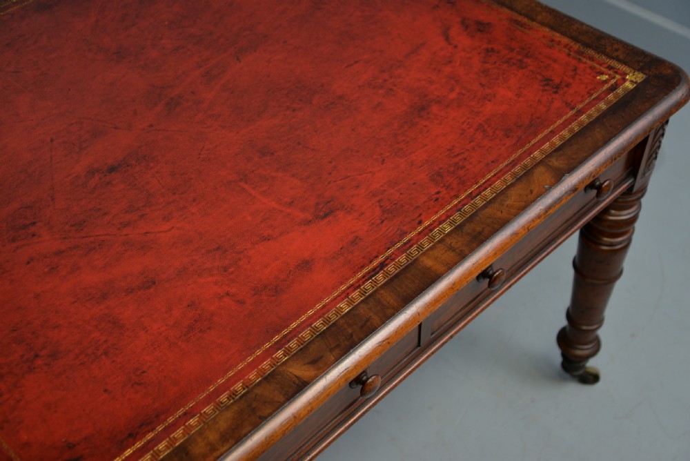 Regency Mahogany Leather Top Partners Writing Table View XVII