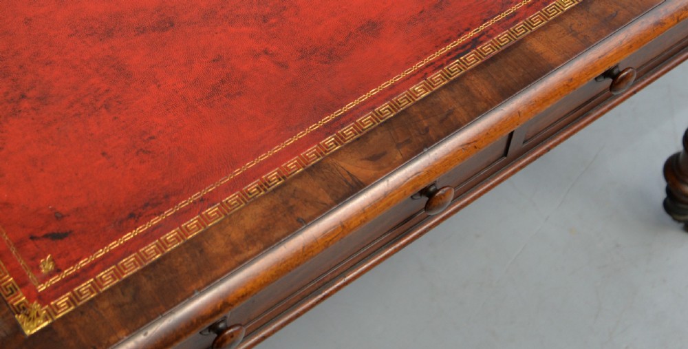 Regency Mahogany Leather Top Partners Writing Table View XVIII