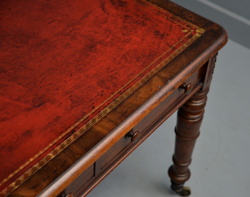 Regency Mahogany Leather Top Partners Writing Table View XX