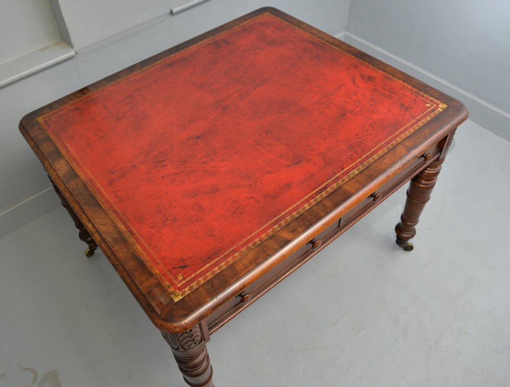 Regency Mahogany Leather Top Partners Writing Table View XXI