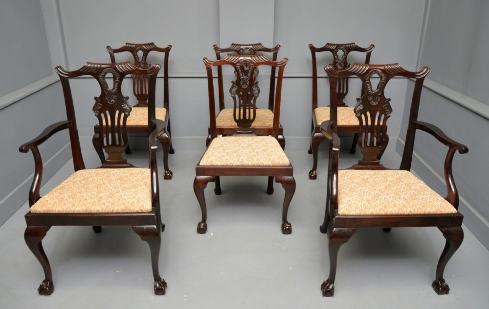 Set Of Six Chippendale Revival Mahogany Dining Chairs By Phillips & Jones View II