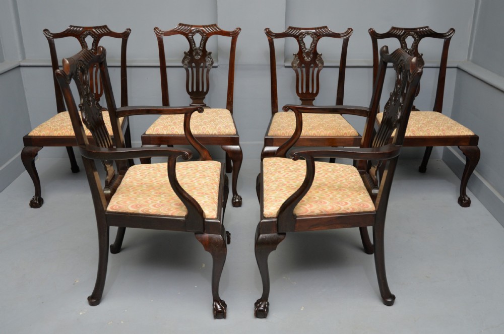 Set Of Six Chippendale Revival Mahogany Dining Chairs By Phillips & Jones View XII