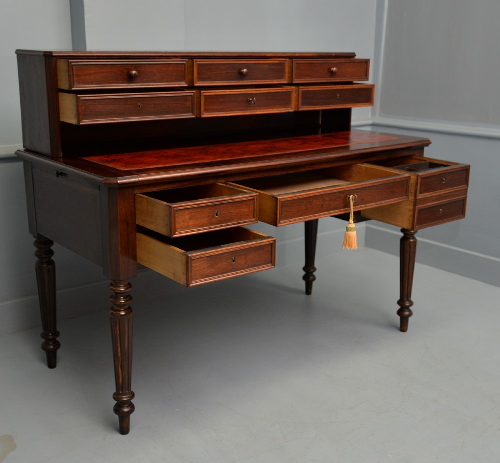 Quality French 19th Century Leather Top Extending Rosewood Desk View VI