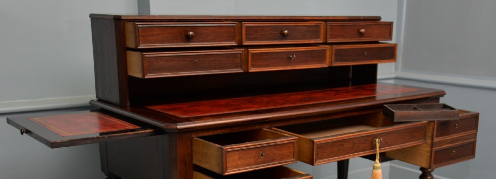 Quality French 19th Century Leather Top Extending Rosewood Desk View VIII
