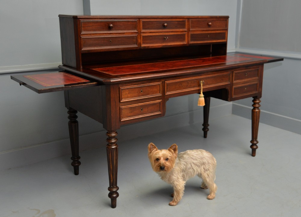 Quality French 19th Century Leather Top Extending Rosewood Desk View X