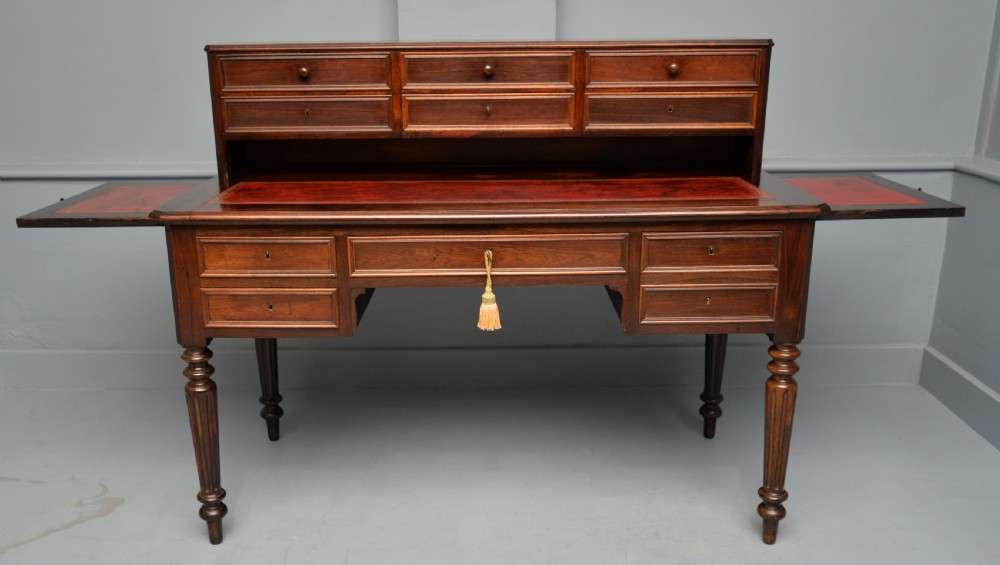 Quality French 19th Century Leather Top Extending Rosewood Desk View XI