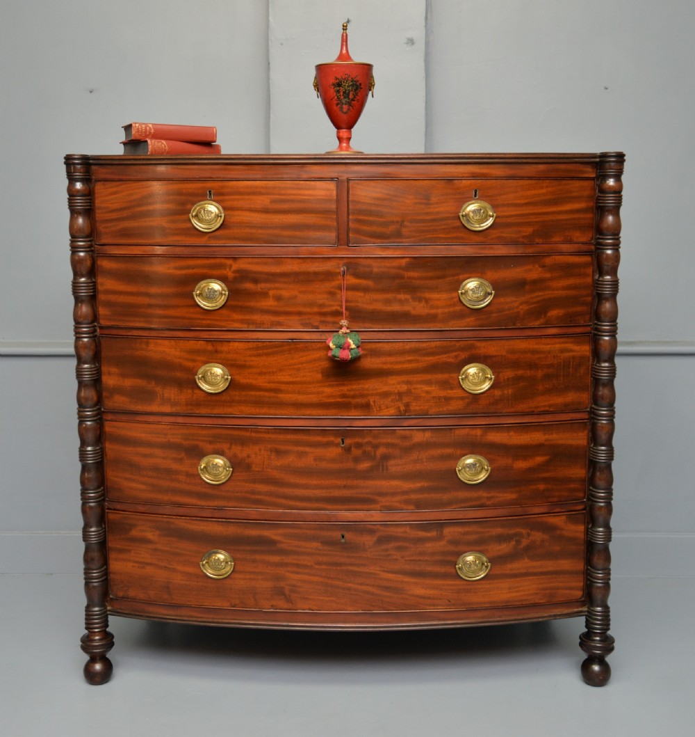 Regency Mahogany Bow-Front Chest Of Drawers
