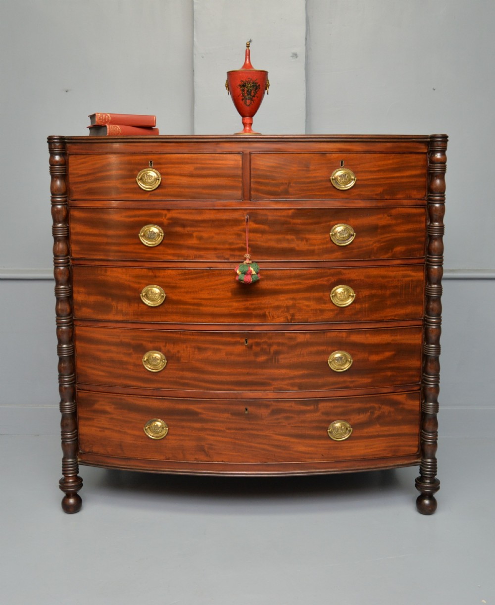 Regency Mahogany Bow-Front Chest Of Drawers View II