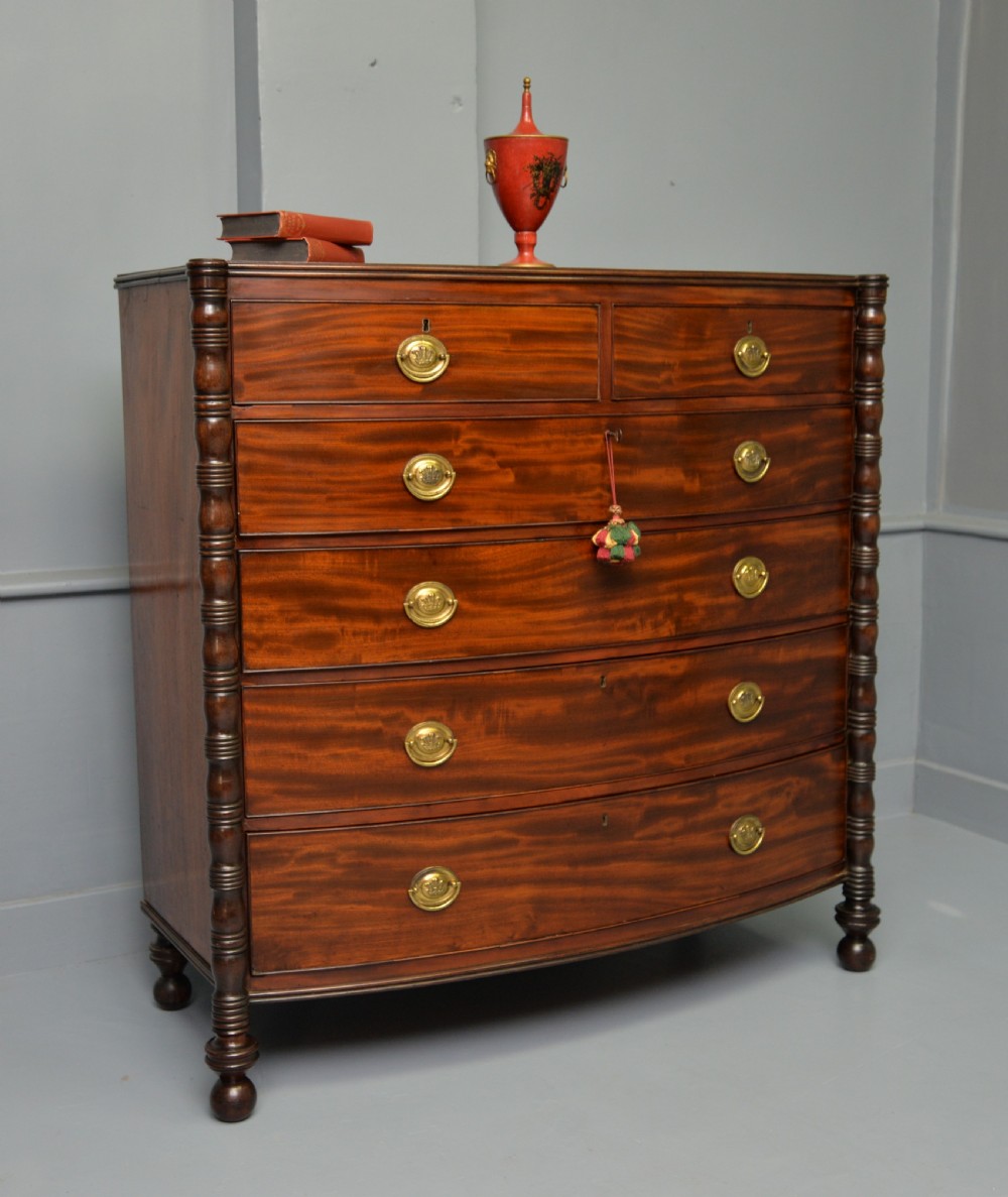 Regency Mahogany Bow-Front Chest Of Drawers View IV