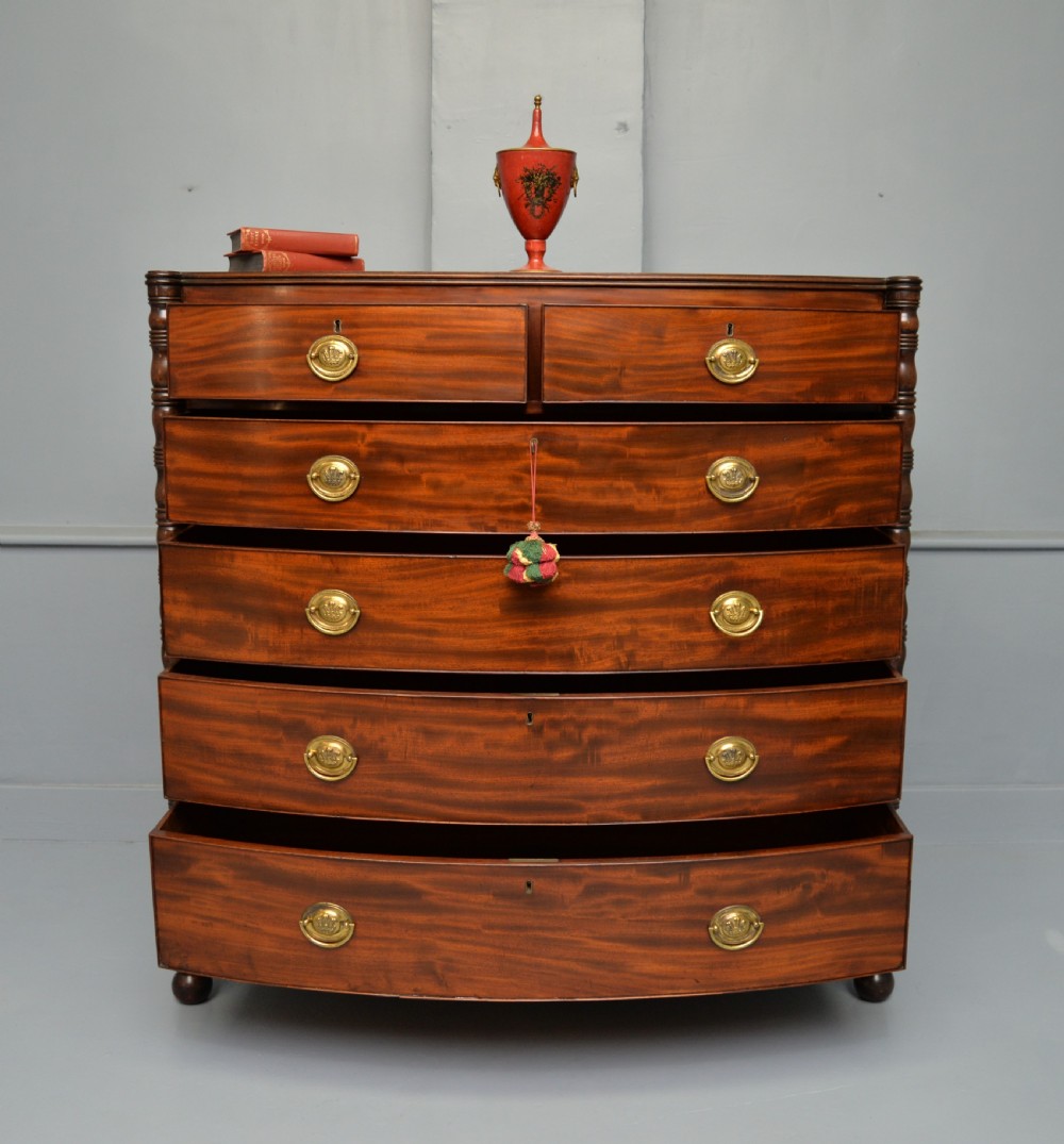 Regency Mahogany Bow-Front Chest Of Drawers View V