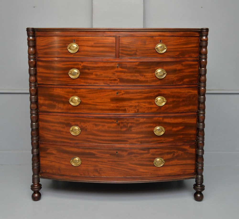 Regency Mahogany Bow-Front Chest Of Drawers View VII